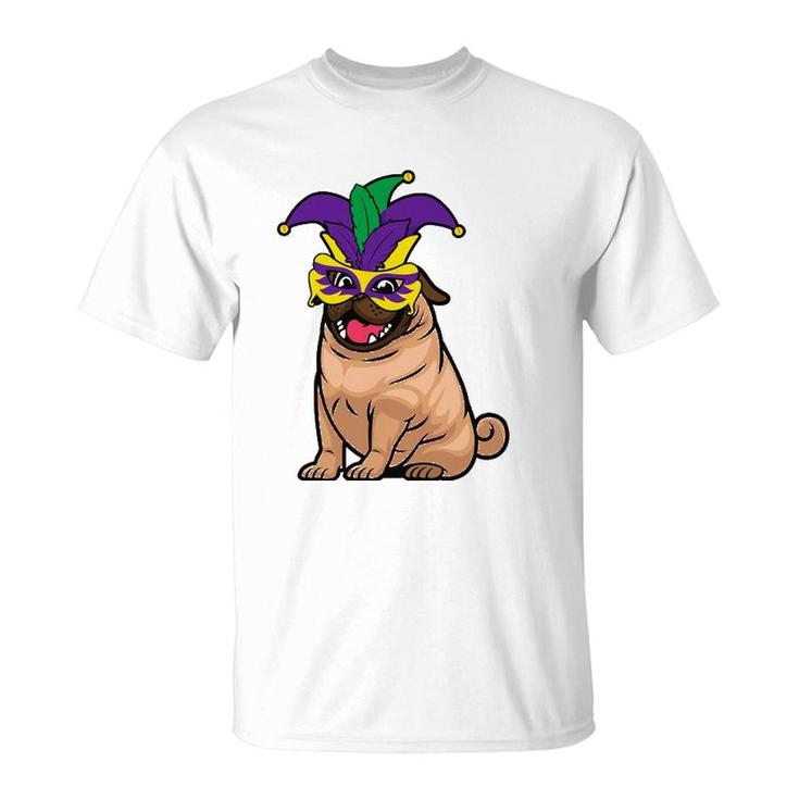 Mardi Gras Pug Cute Dog Carnival Parade Masquerade Party T-Shirt