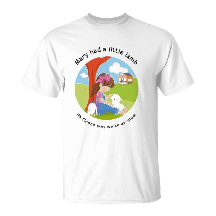 Mary Had A Little Lamb English Nursery Rhyme Theme T-Shirt