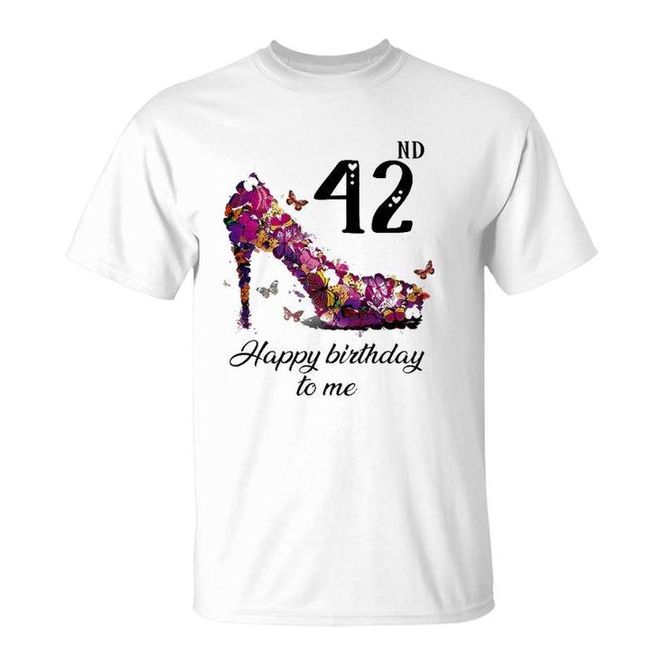 Mb 42Nd Birthday Butterfly Shoe Happy Birthday To Me T-Shirt