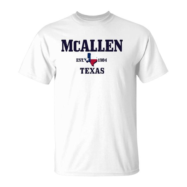 Mcallen Texas Pride Est 1904 State Map Flag Gift  T-Shirt