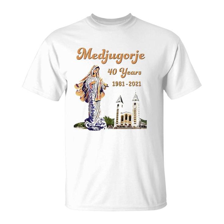 Medjugorje 40 Years Statue Of Our Lady Queen Of Peace Zip T-Shirt