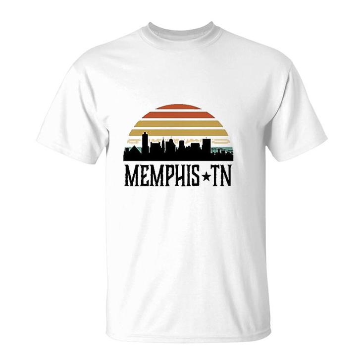 Memphis Tennessee Skyline Retro Sunset T-Shirt