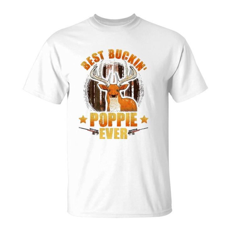 Mens Best Buckin' Poppie Ever Deer Hunting Fathers Day Gifts T-Shirt
