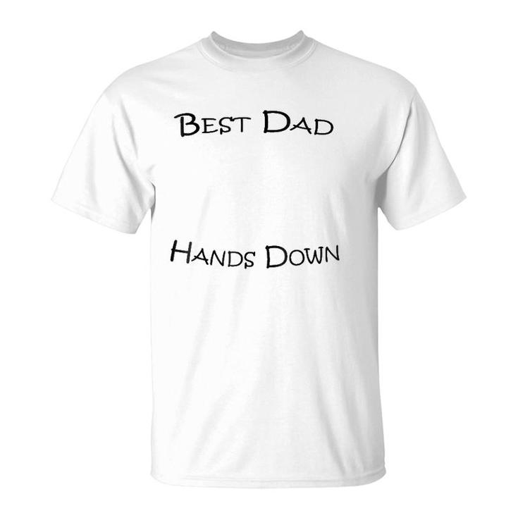 Mens Best Dad Hands Down Kids Craft Hand Print Fathers Day T-Shirt