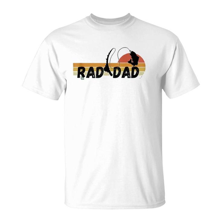 Mens Cool Retro Fishing Rad Dad Father's Day  T-Shirt