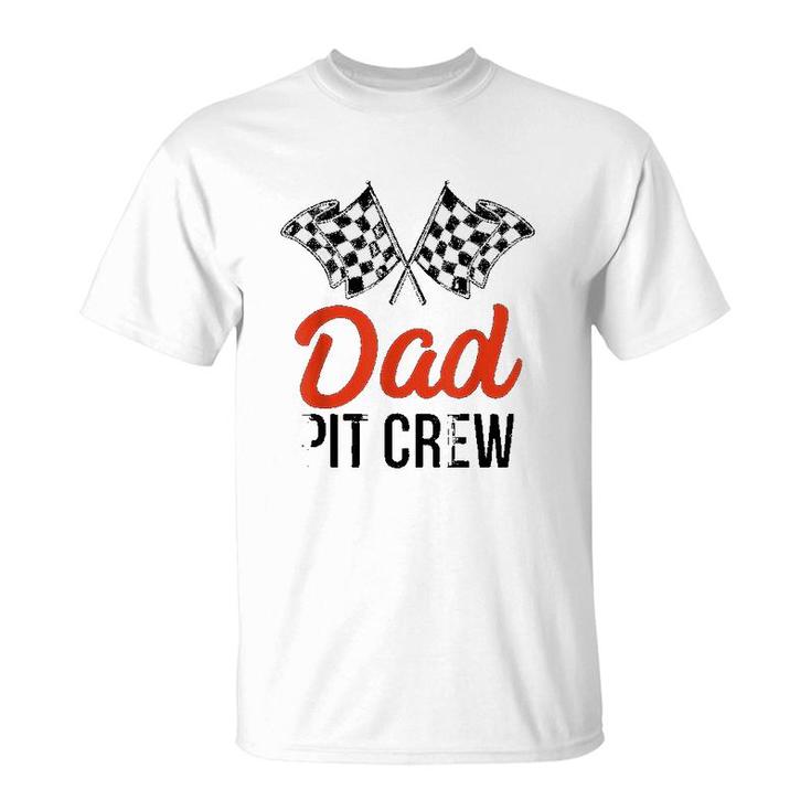 Mens Dad Pit Crew Funny Hosting Car Race Birthday Party  T-Shirt