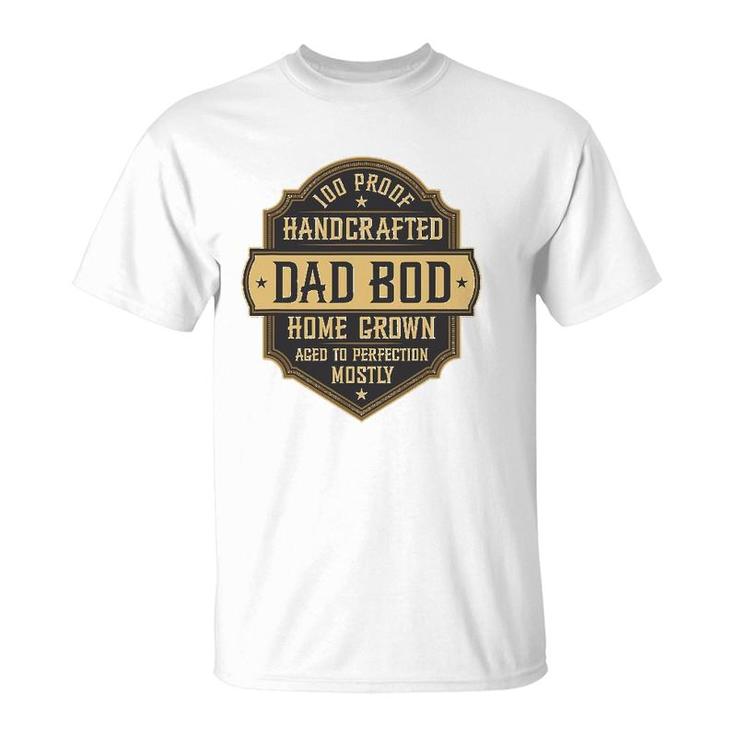 Mens Vintage Whiskey Label Dad Bod Funny Drinking Father's Day T-Shirt