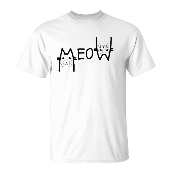 Meow  Cat Mom  Cat Lover Tee Women Cat Lover T-Shirt