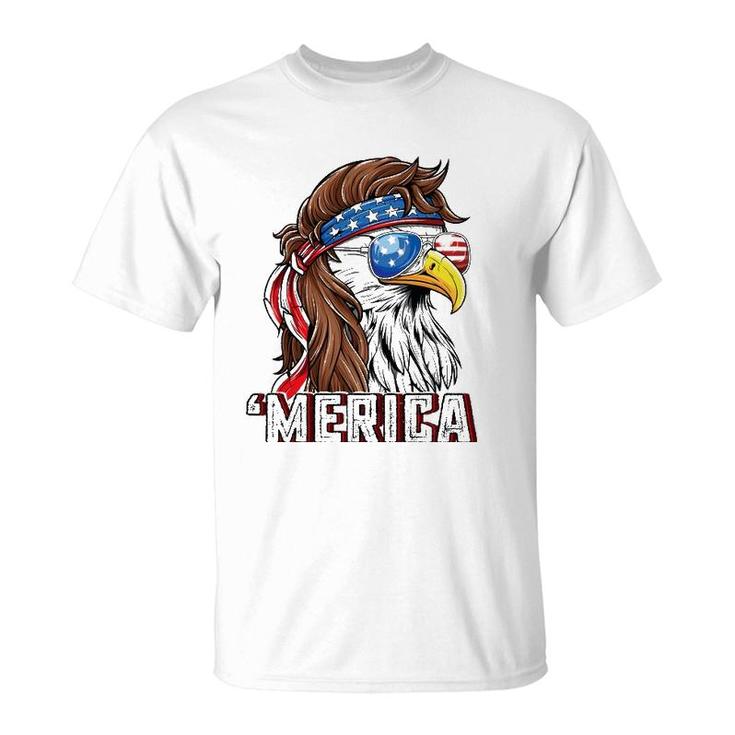 Merica Usa American Flag Patriotic 4Th Of July Bald Eagle T-Shirt