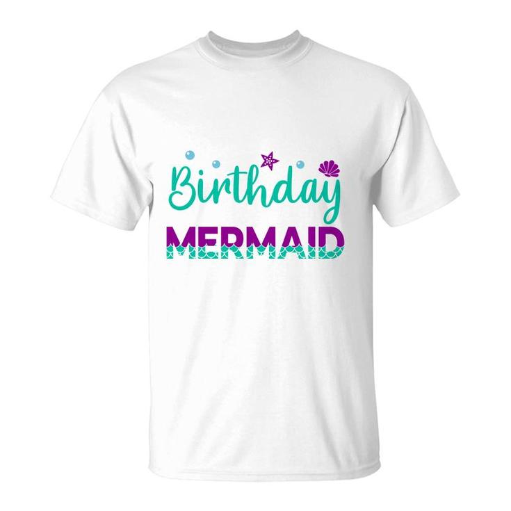 Mermaid Matching Family Birthday Blue Purple T-Shirt