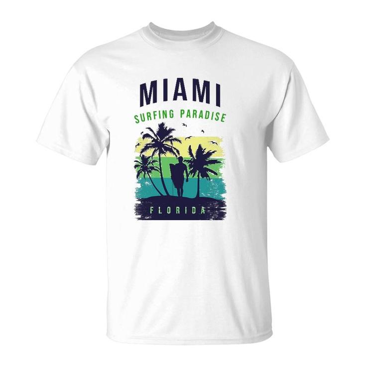 Miami Paradise Beach Cool Miami Florida Surfing T-Shirt