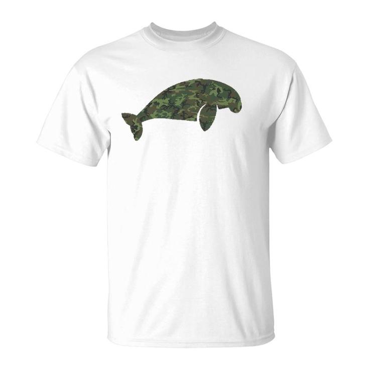 Military Manatee Camo Print Us Dugong Calf Veteran Men Gift T-Shirt