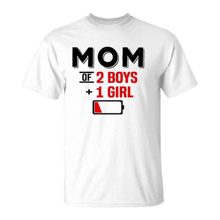 Mom Of 2 Boys 1 Girl Son Mothers Day Birthday T-Shirt