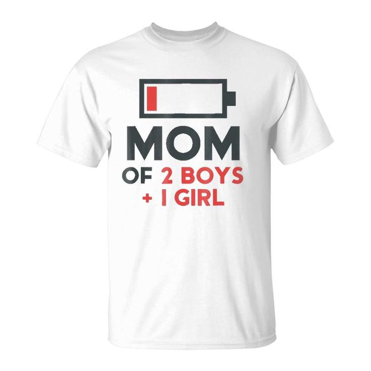 Mom Of 2 Boys 1 Girl  Son Mothers Day Gift Birthday T-Shirt
