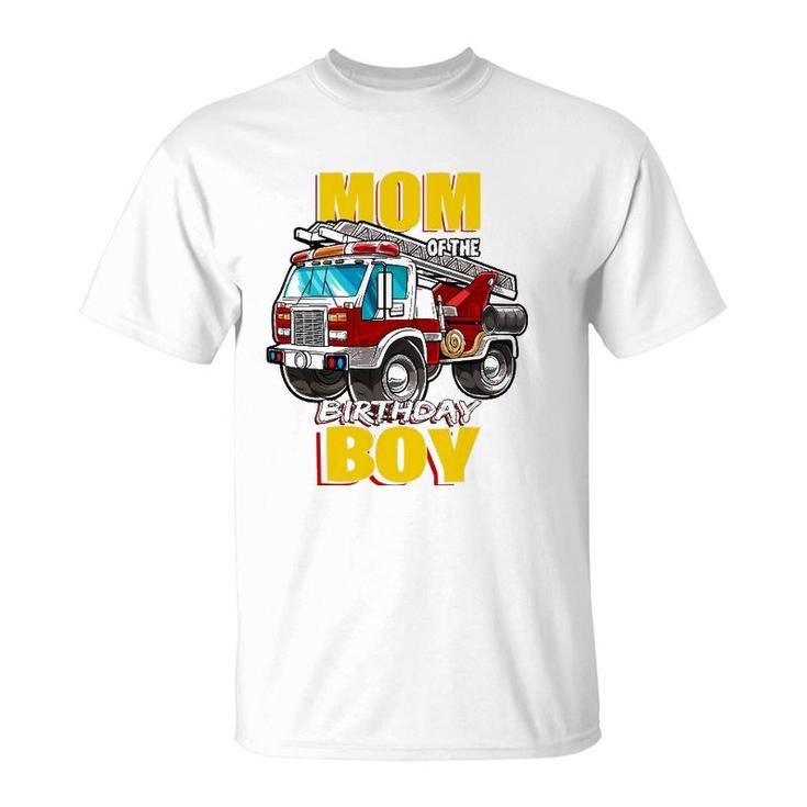 Mom Of The Birthday Boy Matching Family Fireman Firetruck T-Shirt