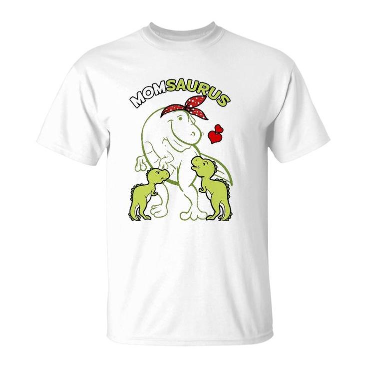 Momsaurus Mom 2 Kids Dinosaur Mommy Mother's Day T-Shirt