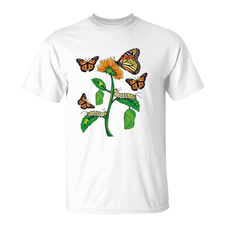 Monarch Butterfly Lover Life Cycle Metamorphosis Caterpillar T-Shirt
