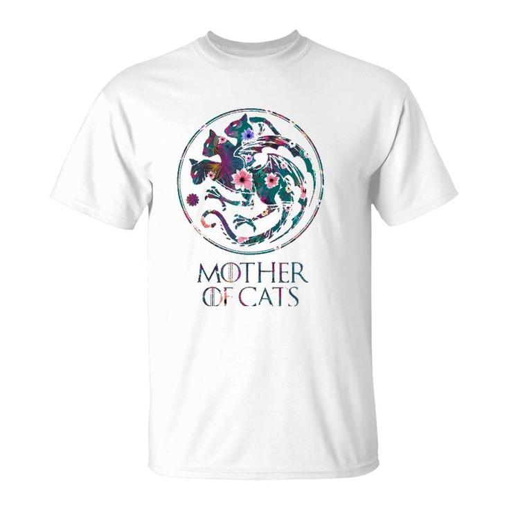 Mother Of Cats With Floral Art - Gift For Cat Lovers T-Shirt