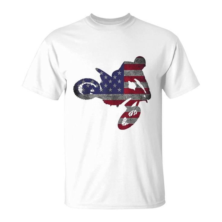 Motocross Bike American Flag T-Shirt