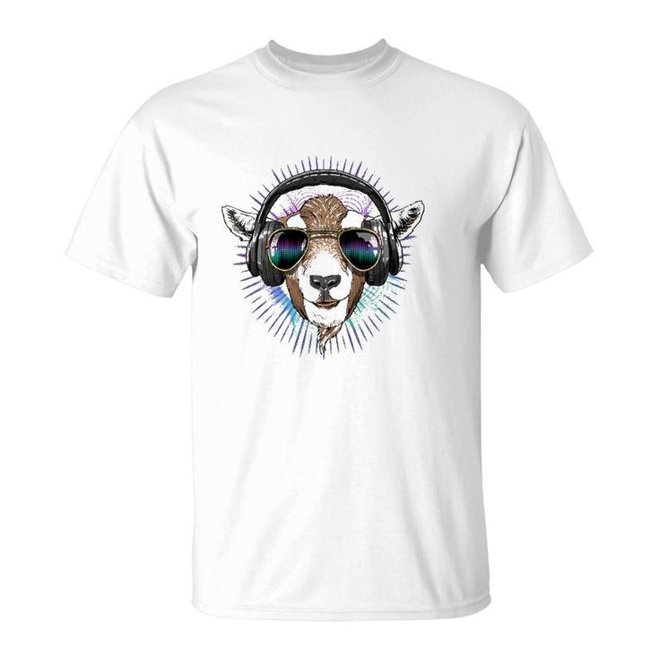 Music Goat Dj With Headphones Musical Goat Lovers T-Shirt