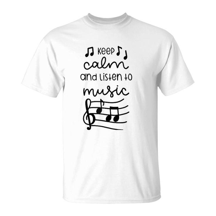 Musician Gift Artist Gift Keep Calm And Listen To Music Raglan Baseball Tee T-Shirt