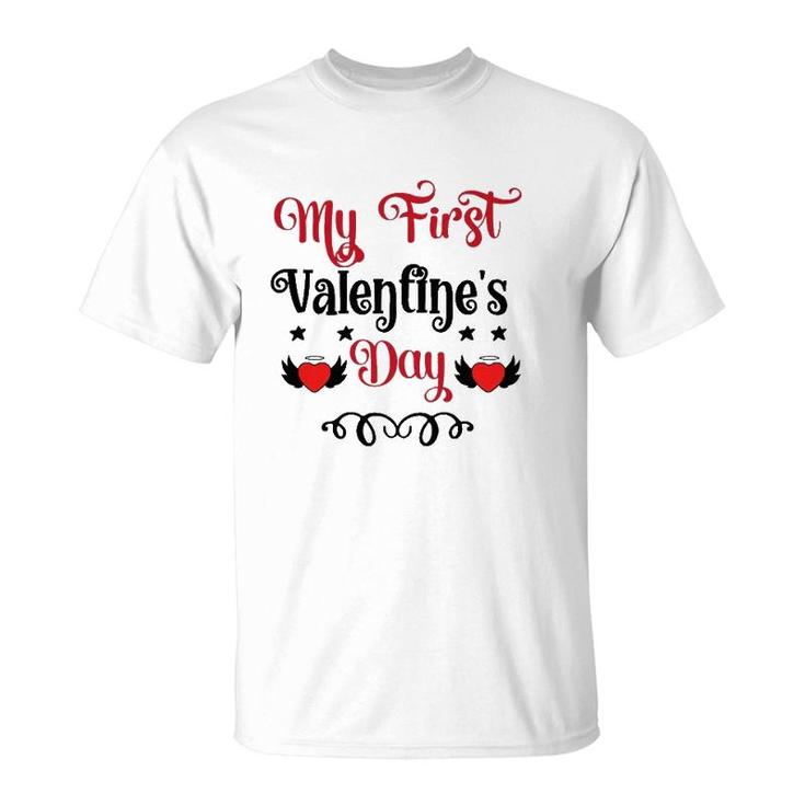 My First Valentines Day Romantic Valentine For Husband Funny Valentine T-Shirt