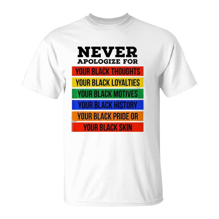 Never Apologize For Your Blackness - Black History Month  T-Shirt