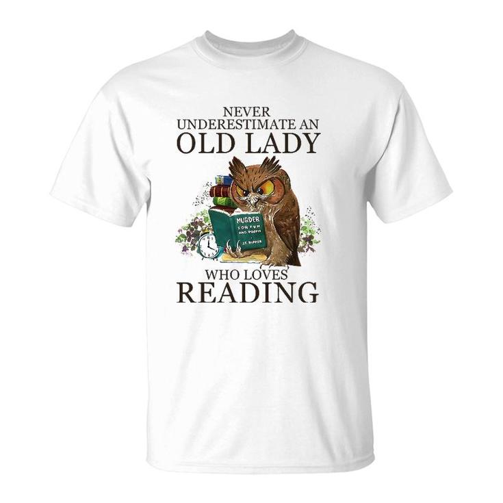 Never Underestimate An Old Lady Who Loves Reading Book Owl T-Shirt