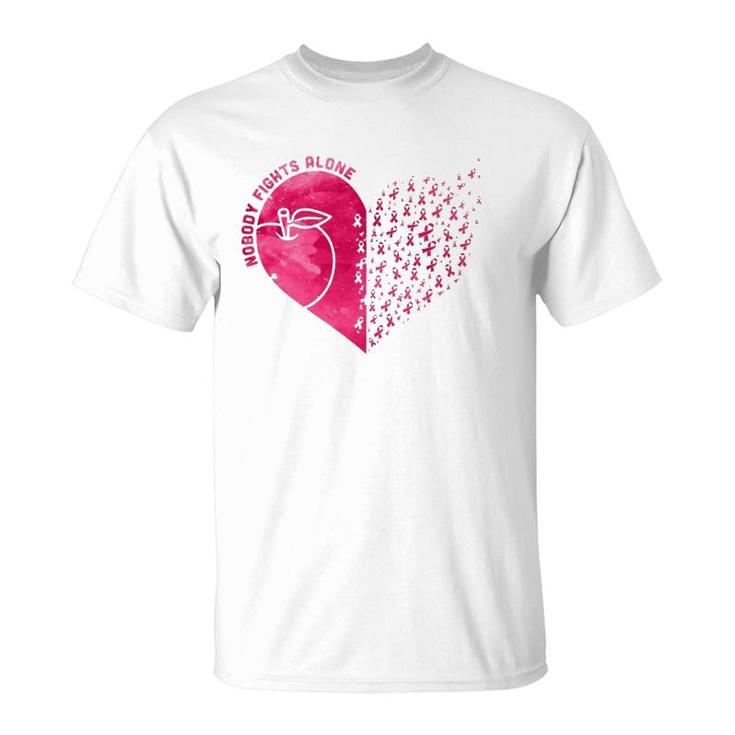Nobody Fights Alone Teacher's Day Breast Cancer Awareness T-Shirt