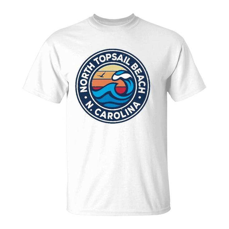 North Topsail Beach North Carolina Nc Vintage Nautical Waves  T-Shirt