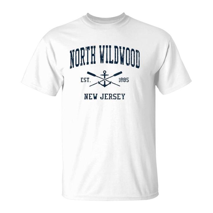 North Wildwood Nj Vintage Navy Crossed Oars & Boat Anchor T-Shirt