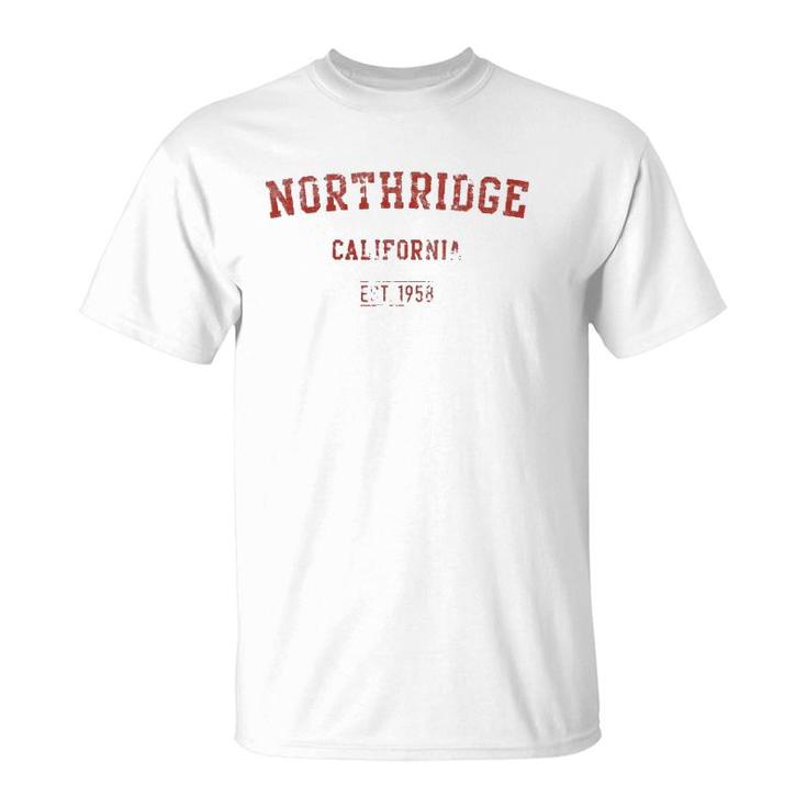 Northridge California Distressed Text Sport Style T-Shirt