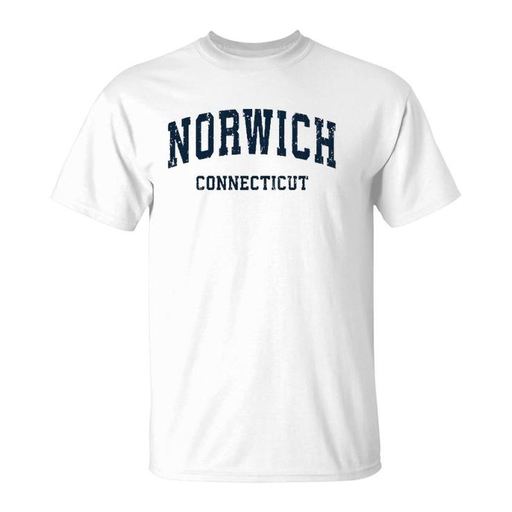 Norwich Connecticut Ct Vintage Varsity Sports Navy Design T-Shirt
