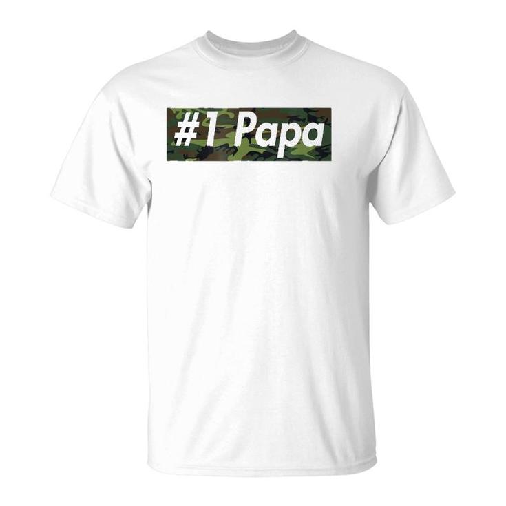 Number One Papa , Best Father, Dad Camo Box T-Shirt