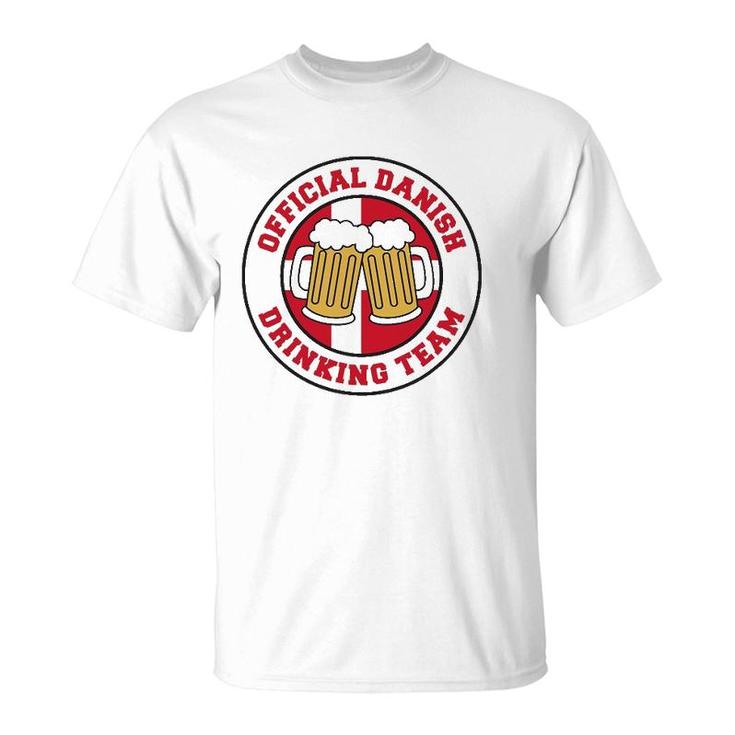 Official Danish Drinking Team Flag Of Denmark Beer Funny T-Shirt