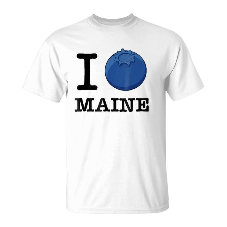 Official I Love Maine , Blueberry Design Tee T-Shirt