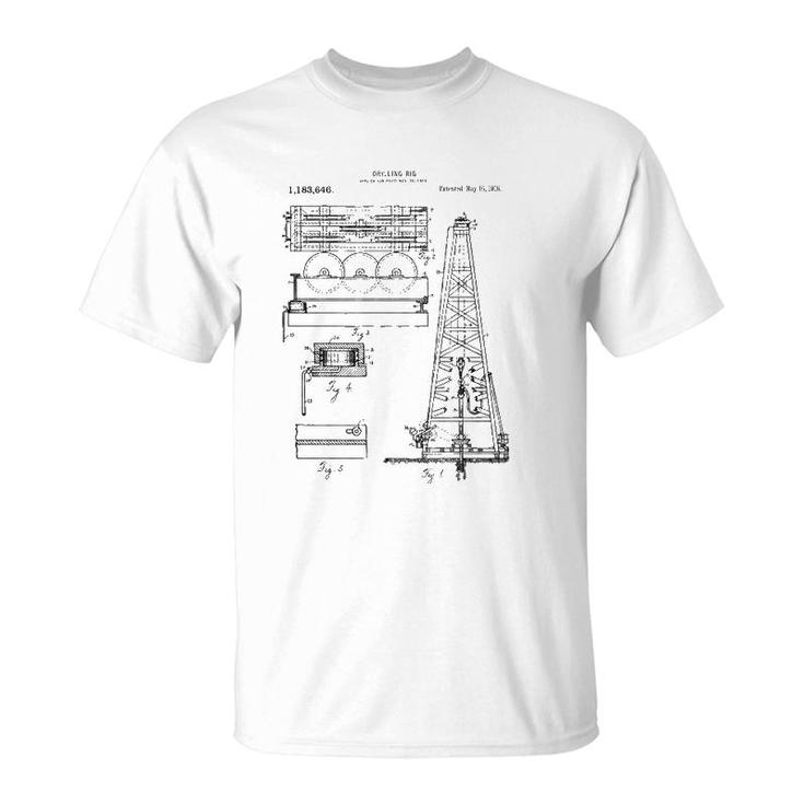 Oil Rig Blueprint - Petroleum Engineer Oilfield Tee T-Shirt