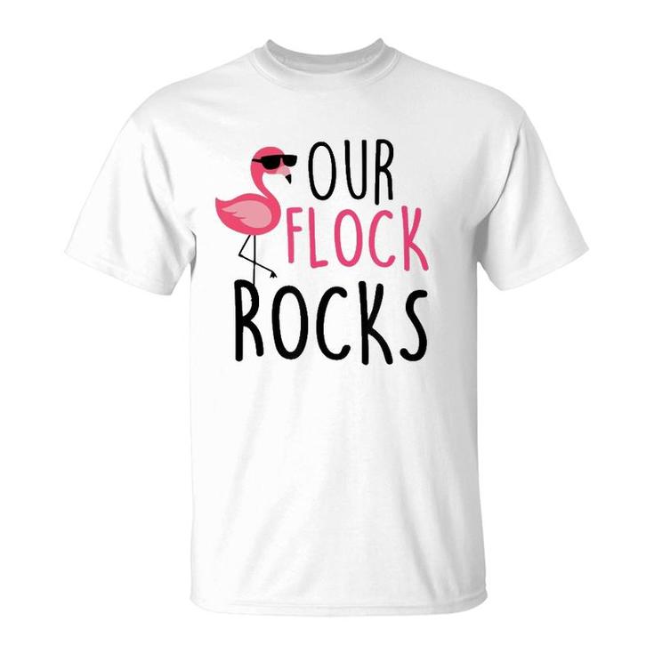 Our Flock Rocks Flamingo Mother's Day Teacher Gift T-Shirt