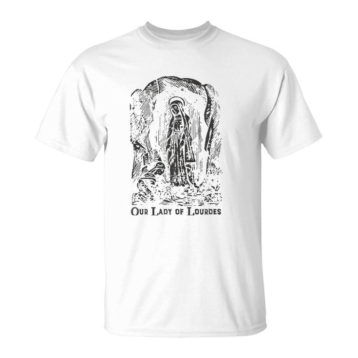 Our Lady Of Lourdes Bernadette Catholic Vintage Distressed D  T-Shirt