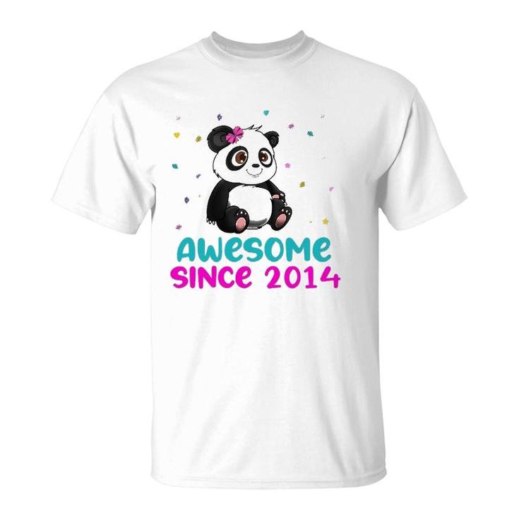 Panda Bear Girl Birthday Gift Love Awesome Since 2014 Ver2 T-Shirt