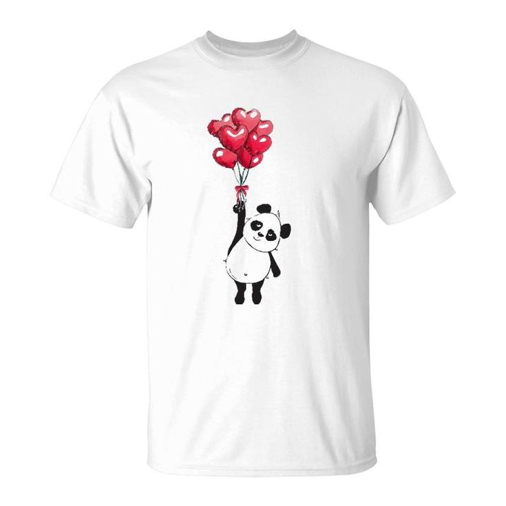 Panda Heart Valentine's Day Girl Kids Women Adults Bear Lover T-Shirt