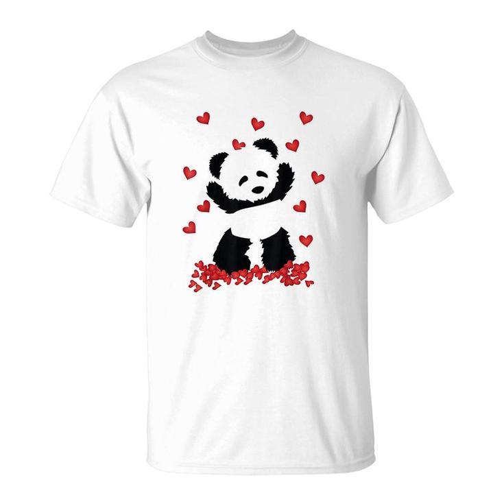 Panda With Hearts Valentines Day T-Shirt