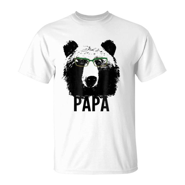 Papa Bear  Grizzly Bear With Glasses Dad Daddy Bears T-Shirt