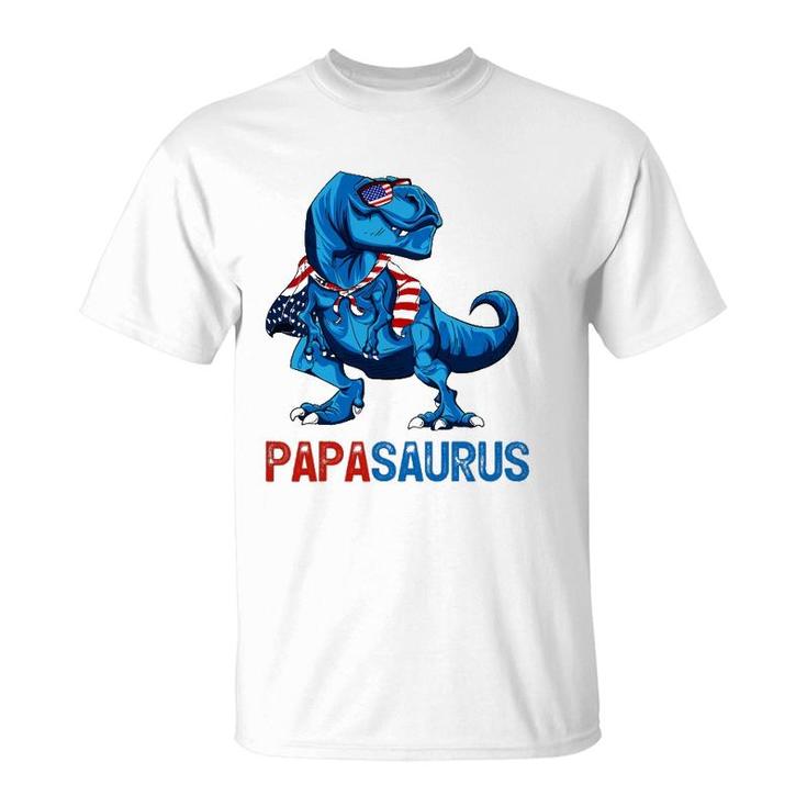 Papasaurusrex Dinosaur Papa Saurus 4Th Of July Men Daddy T-Shirt