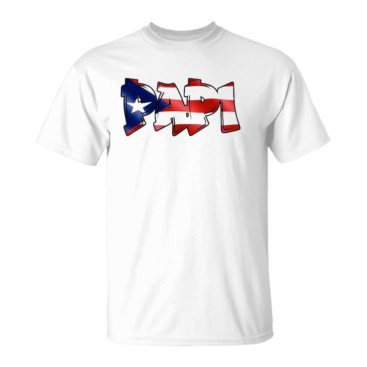 Papi Puerto Rican Flag Pr Pride Father Dad Boricua T-Shirt