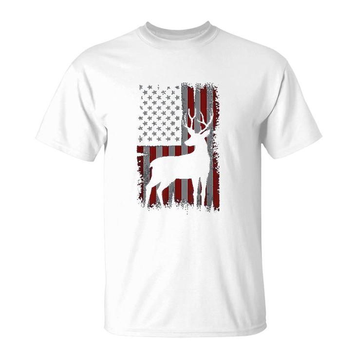 Patriotic American Flag Deer Hunter Gift T-Shirt