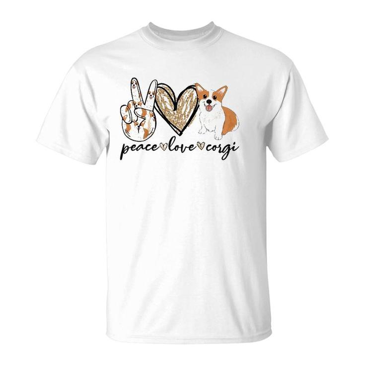 Peace Love Corgi Funny Dog Mom Mother's Day Gift Corgi Lover Raglan Baseball Tee T-Shirt