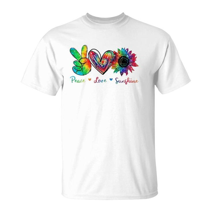 Peace Love Sunshine Sunflower Hippie Tie Dye T-Shirt
