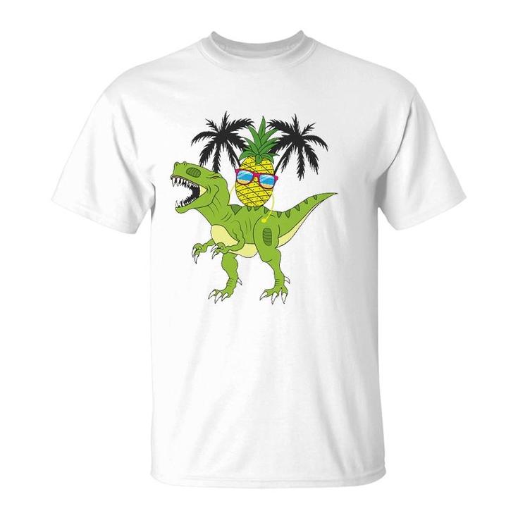 Pineapple Dinosaur Vacay Mode Aloha Beach Hawaiian Kids Gift T-Shirt