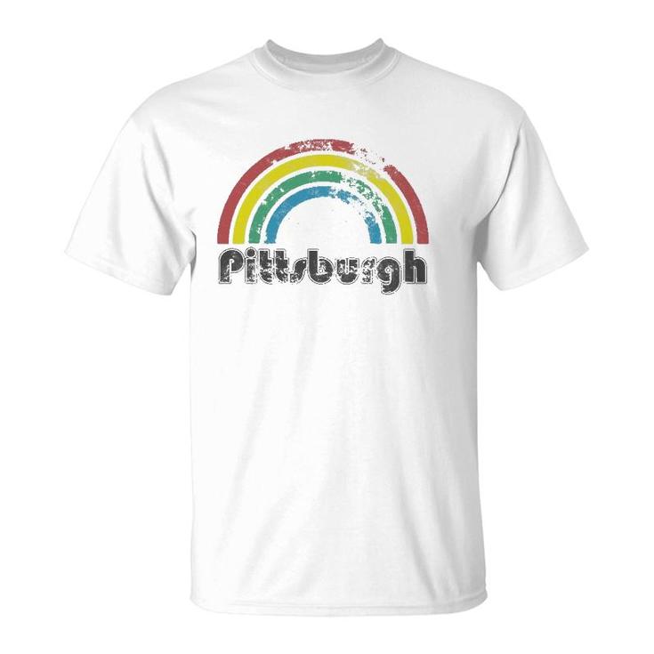 Pittsburgh Rainbow 70'S 80'S Style Retro Gay Pride Men Women T-Shirt